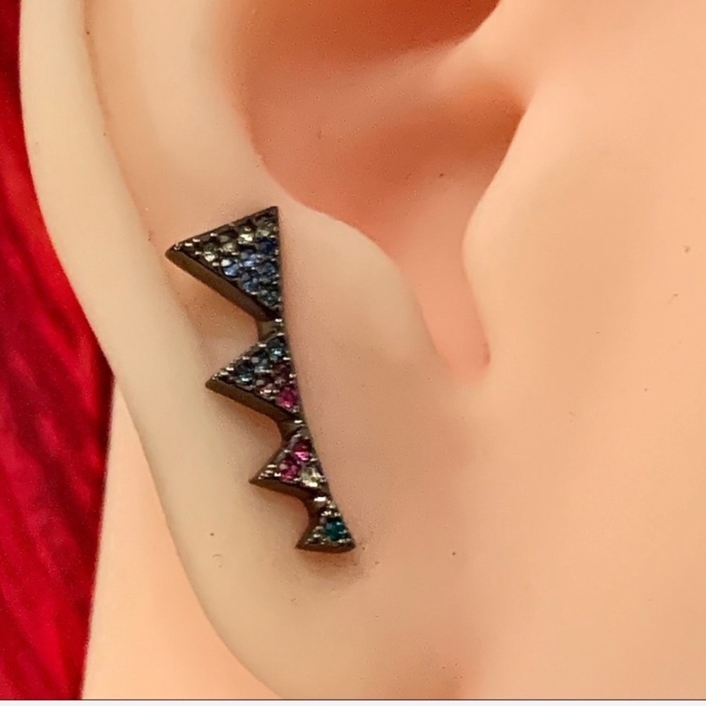 Nadri Triangle Linear Stud Earrings Multi Color - image 6